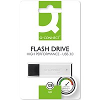 Q-Connect Black/Silver USB 3.0 High Performance 128GB Flash Drive