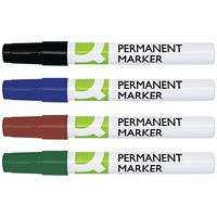 Q-Connect Permanent Marker Bullet Tip 4mm Assorted Pack of 4