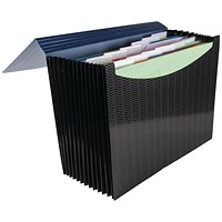 Q-Connect 13 Part Expanding File A4 Black (Fastens with an elasticated closure)