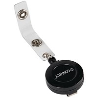 Q-Connect Retractable Badge Reel, 600mm, Black, Pack of 10