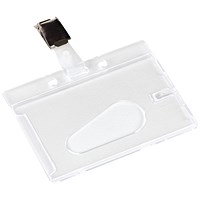Q-Connect Rigid Credit Card Sized Name Badge Holder and Clip, 68x91mm, Clear, Pack of 10 Q-Connect Rigid Credit Card Sized Name Badge Holder and Clip, 68x91mm, Clear, Pack of 10