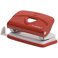 Q-Connect Lightweight Metal Desk Hole Punch Red