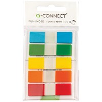 Q-Connect Page Markers, 12 x 45mm, Assorted, Pack of 100(20 of each colour) Q-Connect Page Markers, 12 x 45mm, Assorted, Pack of 100(20 of each colour)