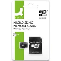 Q-Connect Micro SDHC Memory Card with Adapter, 16GB