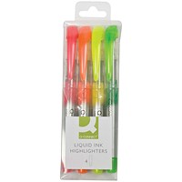 Q-Connect Liquid Ink Highlighter Assorted (Pack of 4)