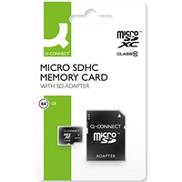 Q-Connect Micro SDHC Memory Card with Adapter, 64GB