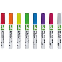 Q-Connect Chalk Markers, Medium Tip, Assorted, Pack of 8