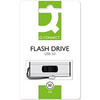 Q-Connect Silver/Black USB 3.0 Slider 32Gb Flash Drive 43202005