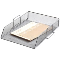 Q-Connect Self-stacking Mesh Letter Tray, Silver