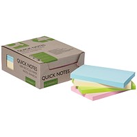 Q-Connect Recycled Notes, 127 x 76mm, Pastel, Pack of 12 x 100 Notes