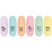 Q-Connect Fun Mini Highlighter Pens, Pastel Assorted, Pack of 6 Q-Connect Fun Mini Highlighter Pens, Pastel Assorted, Pack of 6