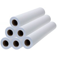 Q-Connect Paper Roll, 610mm x 45m, White, 90gsm, Pack of 6 Rolls