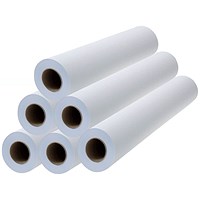 Q-Connect Paper Roll, 610mm x 50m, White, 80gsm, Pack of 6 Rolls Q-Connect Paper Roll, 610mm x 50m, White, 80gsm, Pack of 6 Rolls