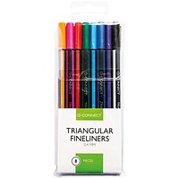 Q-Connect Triangular Fineliners Assorted Colour (Pack of 8)