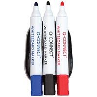 Q-Connect Magnetic Whiteboard Erase with 3 Whiteboard Markers