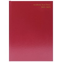 Academic Diary Day Per Page A4 Burgundy 2022-2023