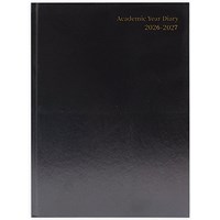 5 Star Academic Diary Day Per Page A4 Black 2026-2027