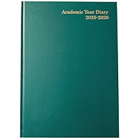 5 Star A4 Academic Diary, Day Per Page, Green, 2025-2026