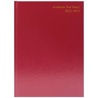 Academic Diary Day Per Page A5 Burgundy 2022-2023
