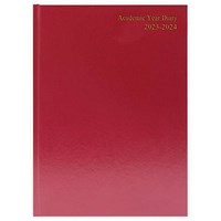 Q-Connect A5 Academic Appointment Diary, Day Per Page, Burgundy, 2023-2024