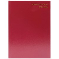 Q-Connect A5 Academic Diary, Day Per Page, Burgundy, 2025-2026