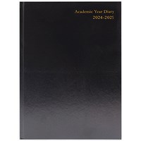 Q-Connect 2024-25 Academic Diary, Day Per Page, A5, Black