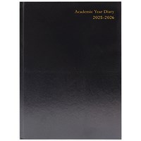 Q-Connect A5 Academic Diary, Day Per Page, Black, 2025-2026