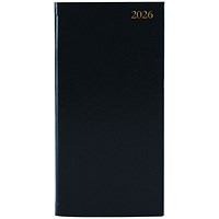 5 Star Slim Portrait Desk Diary, Week To View, Black, 2026