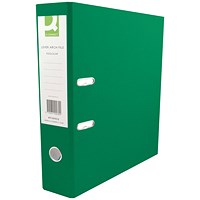 Q-Connect A4 Lever Arch Files, 70mm Spine, Plastic, Green, Pack of 10