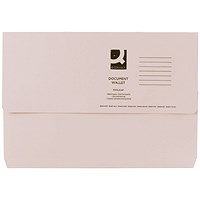 Q-Connect Document Wallets, 285gsm, Foolscap, Buff, Pack of 50
