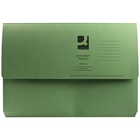 Q-Connect Document Wallets, 285gsm, Foolscap, Green, Pack of 50