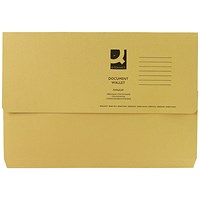 Q-Connect Document Wallets, 285gsm, Foolscap, Yellow, Pack of 50