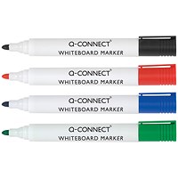 Q-Connect Drywipe Marker Pen, Assorted, Pack of 4