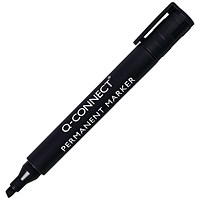 Q-Connect Permanent Marker Pen Chisel Tip Black (Pack of 10)