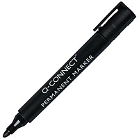 Q-Connect Permanent Marker Pen Bullet Tip Black (Pack of 10)