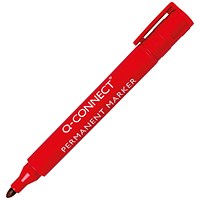 Q-Connect Permanent Marker Pen Bullet Tip Red (Pack of 10)