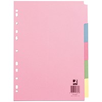 Q-Connect Subject Dividers, 5-Part, Blank Multicolour Tabs, A4, Multicolour Q-Connect Subject Dividers, 5-Part, Blank Multicolour Tabs, A4, Multicolour