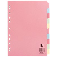 Q-Connect Subject Dividers, 10-Part, Blank Multicolour Tabs, A4, Multicolour