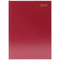 Desk Diary 2 Page Per Day A4 Burgundy 2027