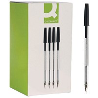 Q-Connect Ballpoint Pen, Black, Pack of 20