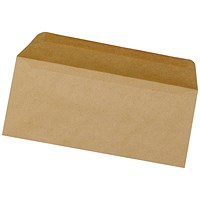 Q-Connect DL Envelopes, Gummed, 70gsm, Manilla, Pack of 1000