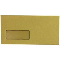 Q-Connect DL Envelopes, Window, Gummed, 70gsm, Manilla, Pack of 1000