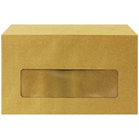 Q-Connect 89x152mm Pocket Envelopes, Centre Window, Gummed, 70gsm, Manilla, Pack of 1000