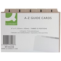 Q-Connect Guide Card 152x102mm A-Z Buff (Pack of 25)