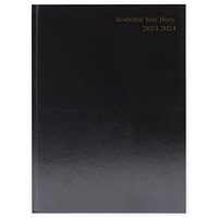 Q-Connect A4 Academic Diary, Week To View, Black, 2023-2024