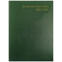 Q-Connect A4 Academic Diary, Week To View, Green, 2025-2026