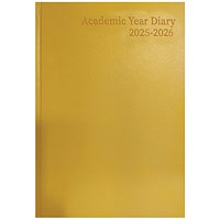 Q-Connect A4 Academic Diary, Week To View, Yellow, 2025-2026