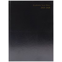 Q-Connect A5 Academic Diary, Week To View, Black, 2025-2026