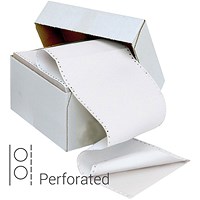 Q-Connect Computer Listing Paper, 2 Part, 11 inch x 241mm, Perforated, Both Sheets are White, Box (1000 Sheets)