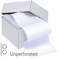 Q-Connect Computer Listing Paper, 1-Part, 11 inch x 362mm, Un-Perforated, Plain, White, Box (2000 Sheets)